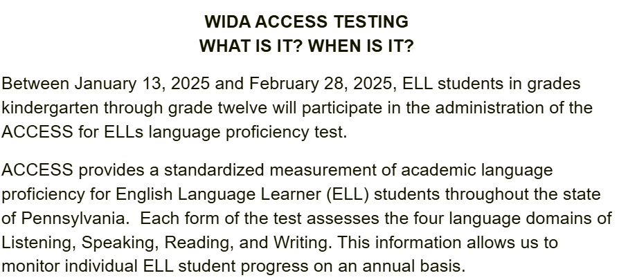  WIDA Testing